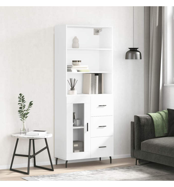 Buffet haut Blanc 69,5x34x180 cm Bois d'ingénierie | Mobilier & Déco