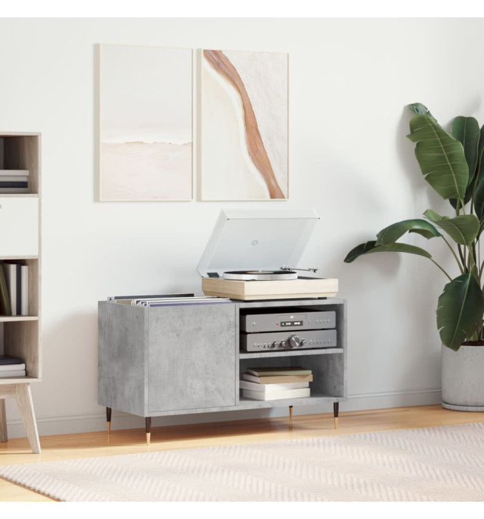 Armoire à disques gris béton 85x38x48 cm bois d'ingénierie | Mobilier & Déco