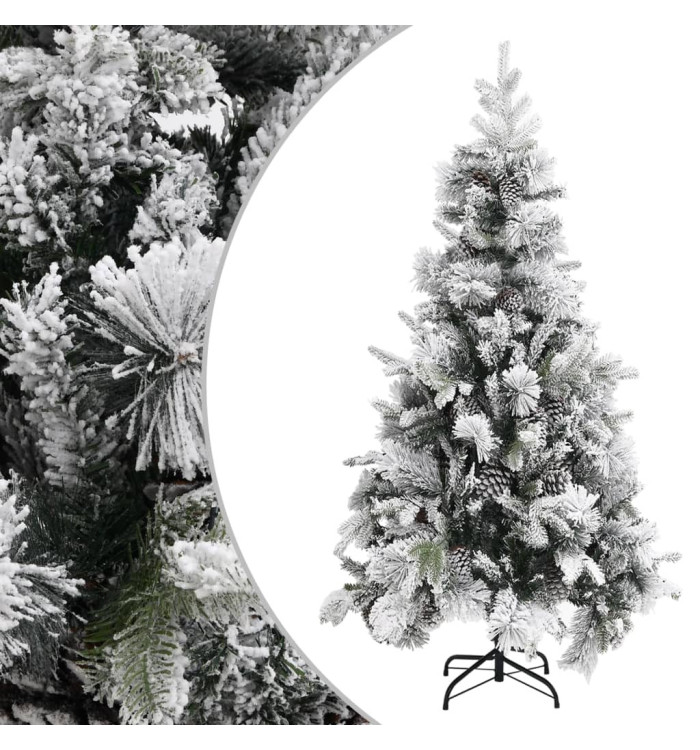 Sapin de Noël à flocons de neige et pommes de pin 225 cm PVC/PE | Mobilier & Déco