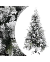 Sapin de Noël à flocons de neige et pommes de pin 225 cm PVC/PE | Mobilier & Déco