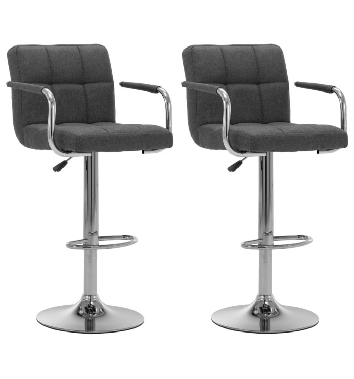 Chaises de bar lot de 2 gris foncé tissu | Mobilier & Déco