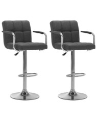 Chaises de bar lot de 2 gris foncé tissu | Mobilier & Déco