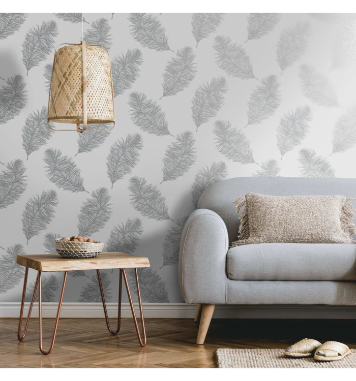DUTCH WALLCOVERINGS Papier peint Fawning Feather Gris clair | Mobilier & Déco