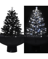 Arbre de Noël neigeux avec base de parapluie Noir 75 cm PVC | Mobilier & Déco