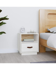 Table de chevet Blanc 40x34x45 cm Bois de pin massif | Mobilier & Déco