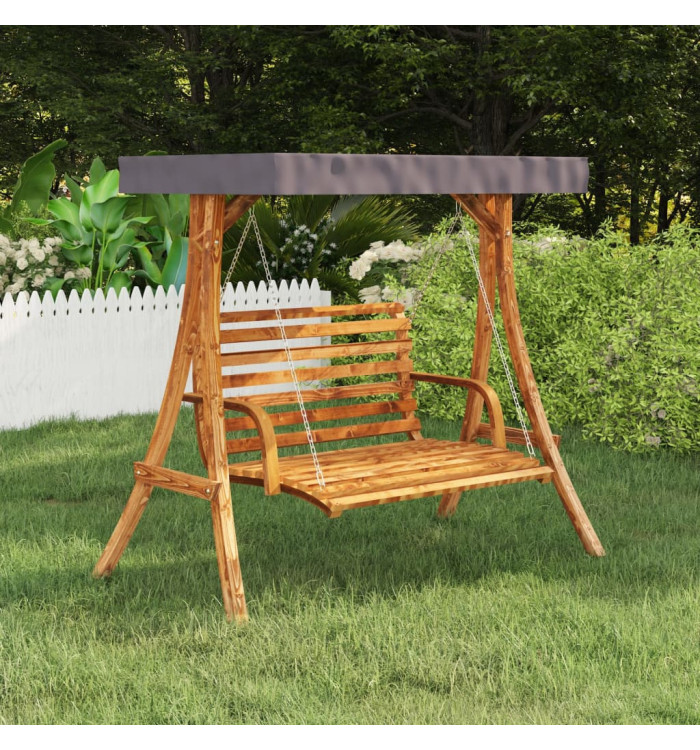 Cadre de balançoire toit anthracite Bois courbé à finition teck | Mobilier & Déco