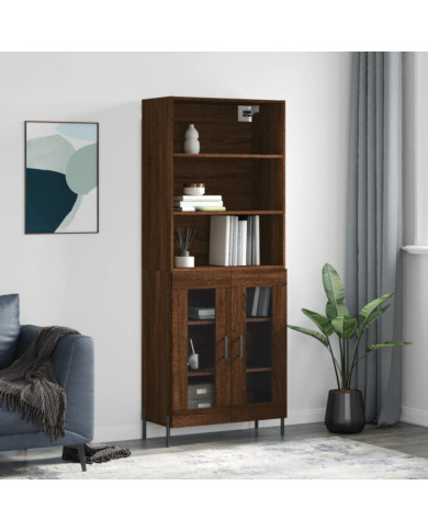 Buffet haut Chêne marron 69,5x34x180 cm Bois d'ingénierie | Mobilier & Déco