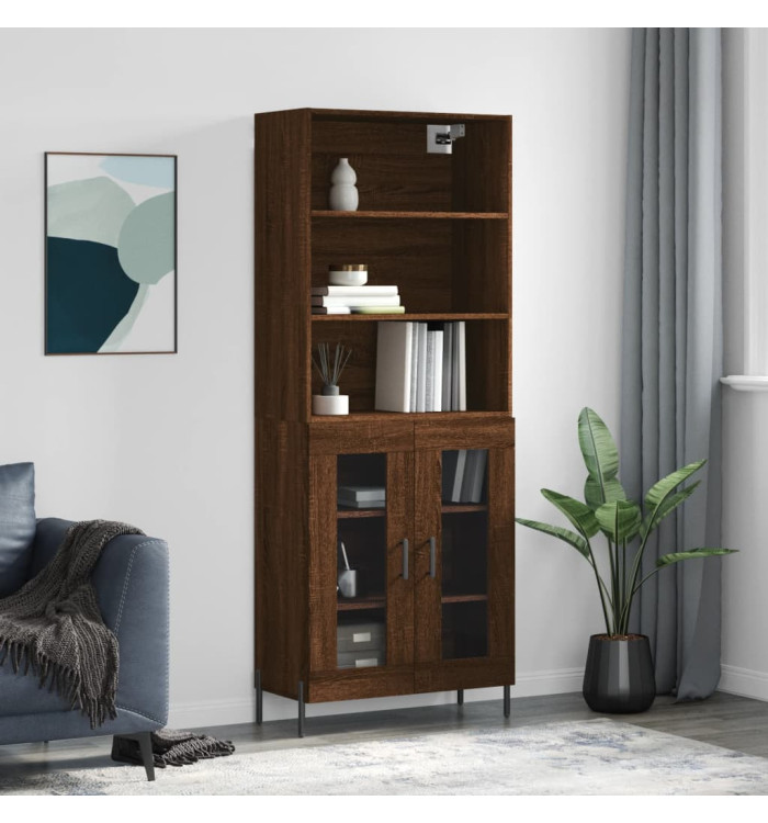 Buffet haut Chêne marron 69,5x34x180 cm Bois d'ingénierie | Mobilier & Déco