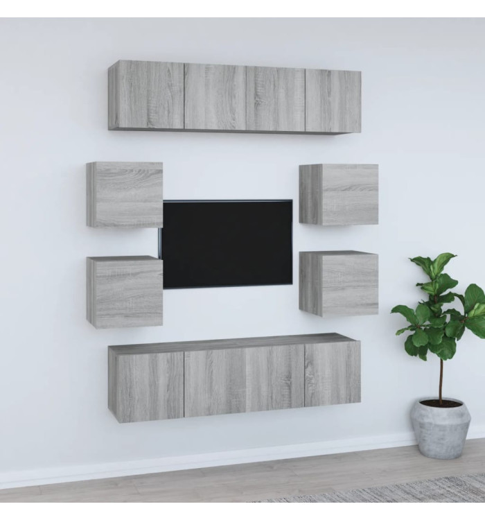 Ensemble de meubles TV 8 pcs Sonoma gris Bois d'ingénierie | Mobilier & Déco