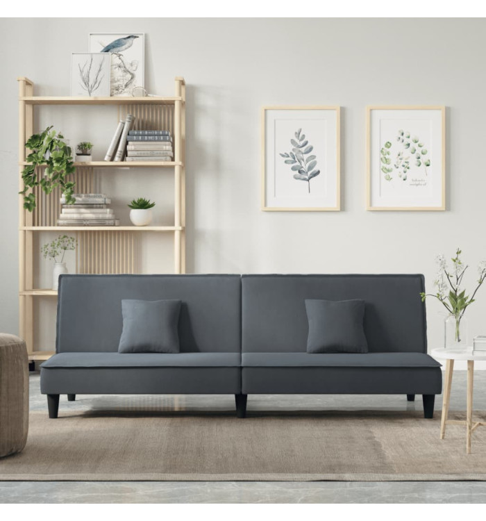 Canapé-lit gris foncé Velours | Mobilier & Déco