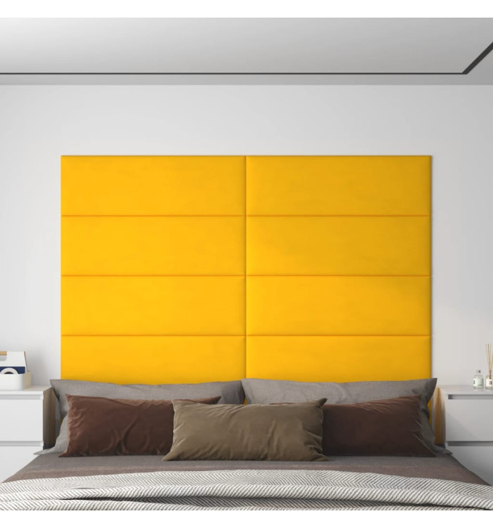 Panneaux muraux 12 pcs Jaune 90x30 cm Velours 3,24 m² | Mobilier & Déco