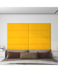 Panneaux muraux 12 pcs Jaune 90x30 cm Velours 3,24 m² | Mobilier & Déco