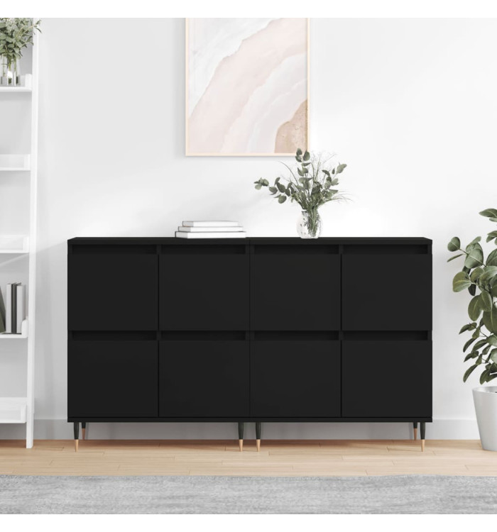 Buffets 2 pcs noir bois d'ingénierie | Mobilier & Déco