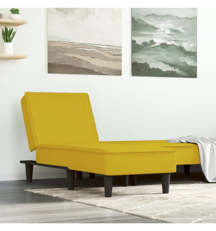 Chaise longue jaune velours | Mobilier & Déco