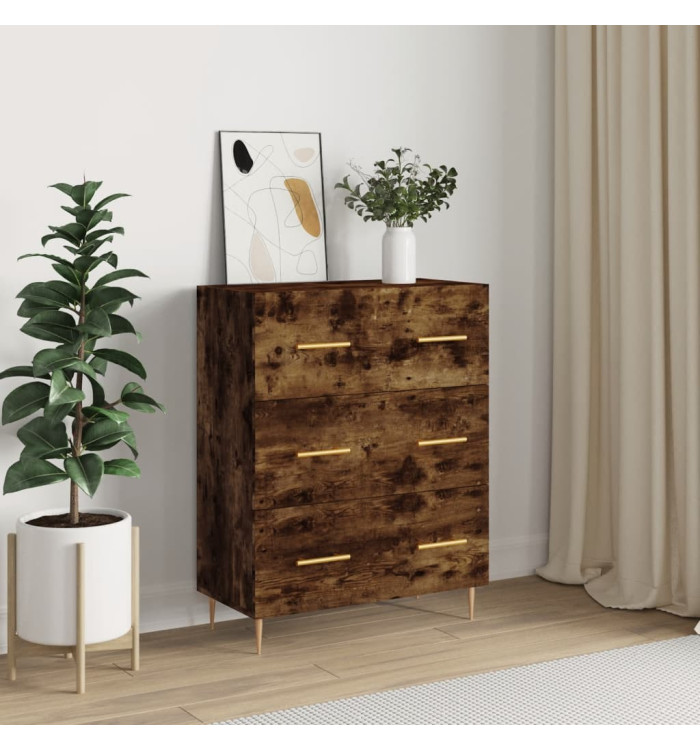Buffet chêne fumé 69,5x34x90 cm bois d'ingénierie | Mobilier & Déco