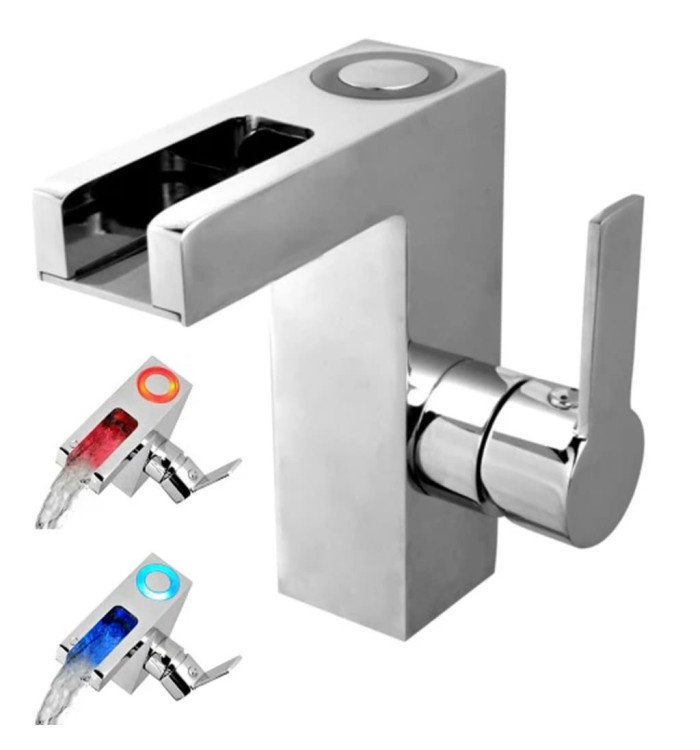 SCHÜTTE Mitigeur de lavabo à LED avec bec verseur ORINOCO chrome | Mobilier & Déco
