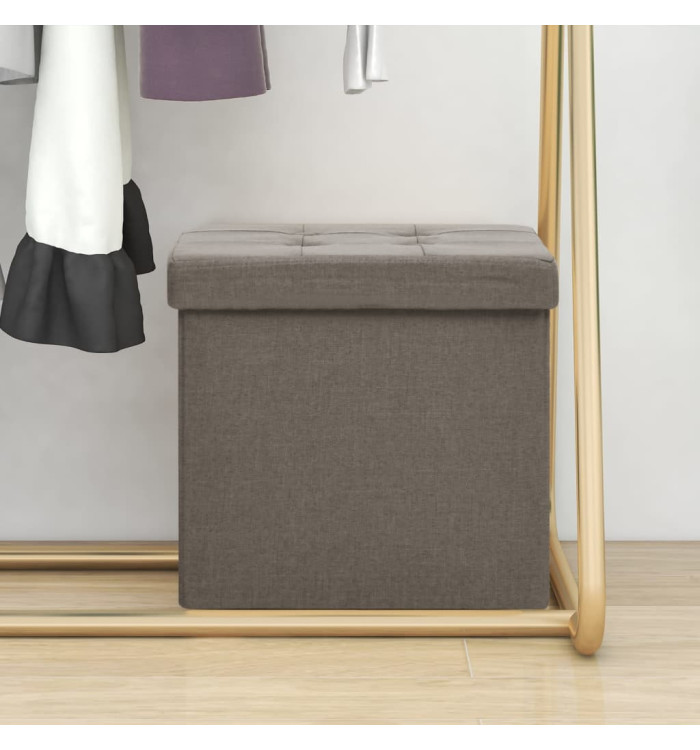 Tabouret de rangement pliable Taupe Faux lin | Mobilier & Déco