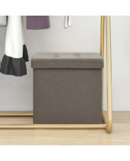 Tabouret de rangement pliable Taupe Faux lin | Mobilier & Déco