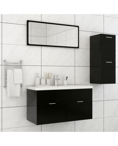 Ensemble de meubles de salle de bain Noir Aggloméré | Mobilier & Déco
