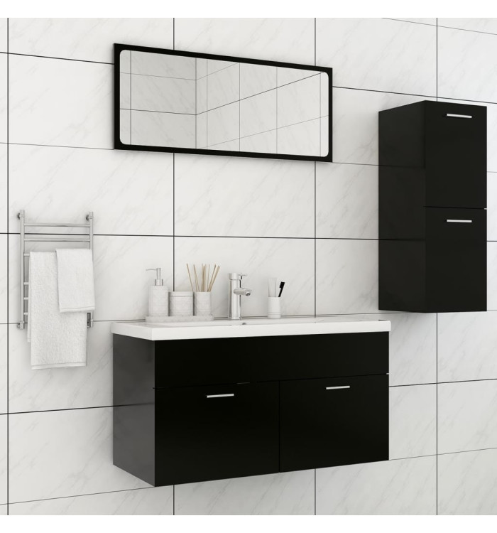 Ensemble de meubles de salle de bain Noir Aggloméré | Mobilier & Déco