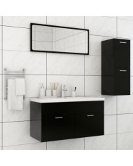 Ensemble de meubles de salle de bain Noir Aggloméré | Mobilier & Déco