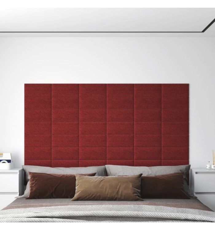 Panneaux muraux 12 pcs Rouge bordeaux 30x15 cm Tissu 0,54 m² | Mobilier & Déco