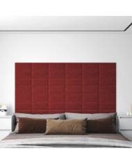 Panneaux muraux 12 pcs Rouge bordeaux 30x15 cm Tissu 0,54 m² | Mobilier & Déco
