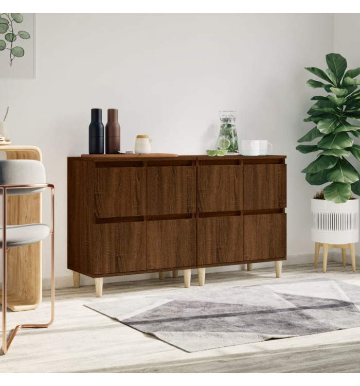 Buffets 2 pcs chêne marron 60x35x70 cm bois d'ingénierie | Mobilier & Déco