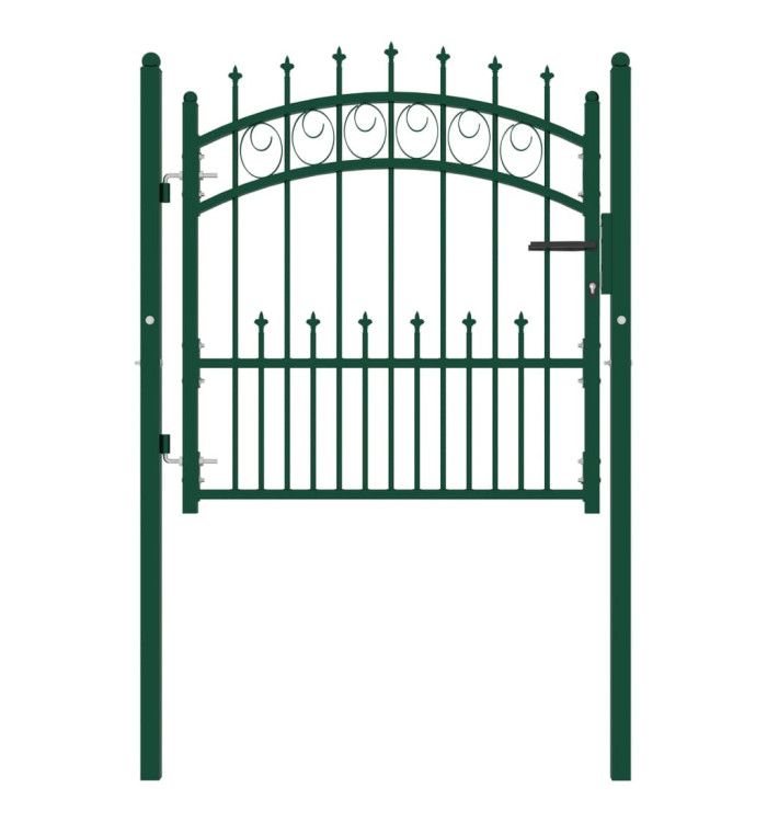 Portail de clôture avec pointes Acier 100x100 cm Vert | Mobilier & Déco