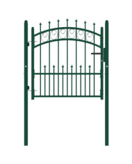 Portail de clôture avec pointes Acier 100x100 cm Vert | Mobilier & Déco
