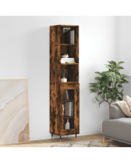 Buffet haut Chêne fumé 34,5x34x180 cm Bois d'ingénierie | Mobilier & Déco