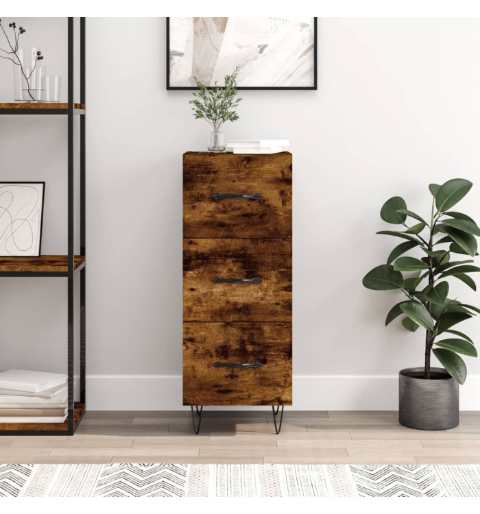 Buffet Chêne fumé 34,5x34x90 cm Bois d'ingénierie | Mobilier & Déco