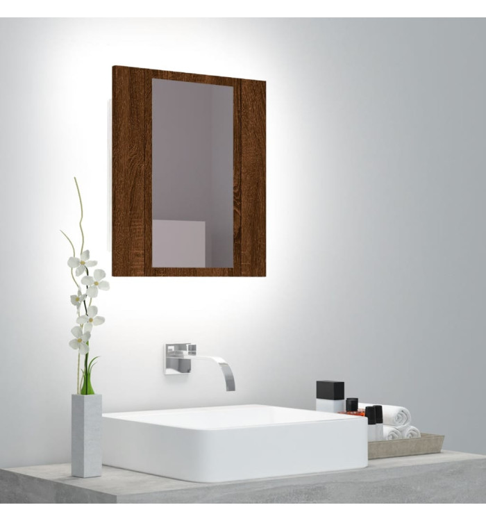 Armoire à miroir LED de salle de bain chêne marron 40x12x45 cm | Mobilier & Déco
