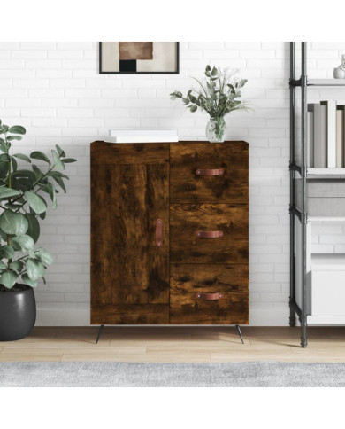 Buffet chêne fumé 69,5x34x90 cm bois d'ingénierie | Mobilier & Déco