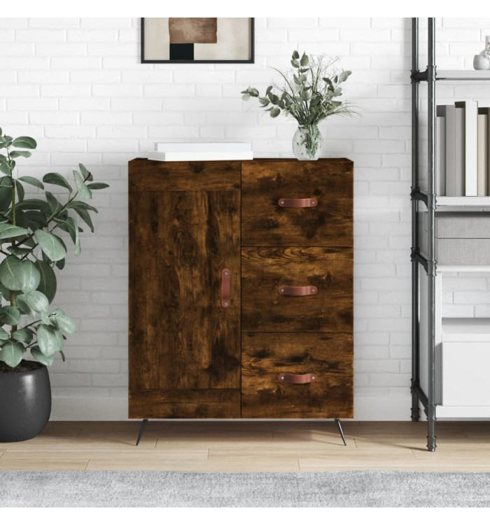 Buffet chêne fumé 69,5x34x90 cm bois d'ingénierie | Mobilier & Déco