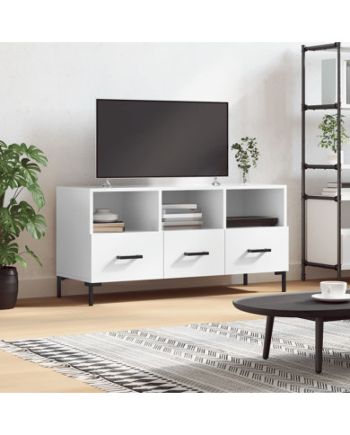 Meuble TV Blanc brillant 102x36x50 cm Bois d'ingénierie | Mobilier & Déco