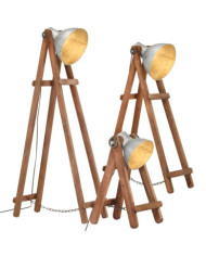Lampadaires 3 pcs Argenté E27 Bois de manguier massif | Mobilier & Déco