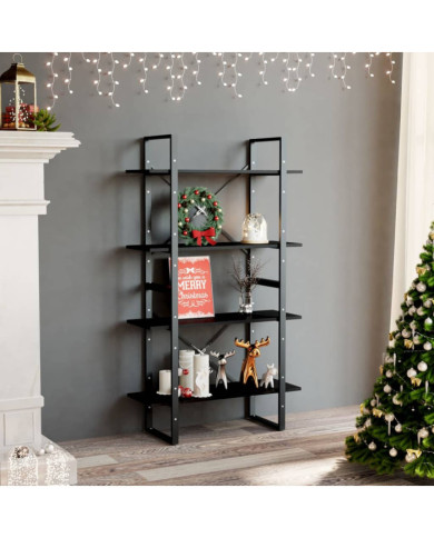 Bibliothèque à 4 niveaux noir 80x30x140 cm bois d'ingénierie | Mobilier & Déco
