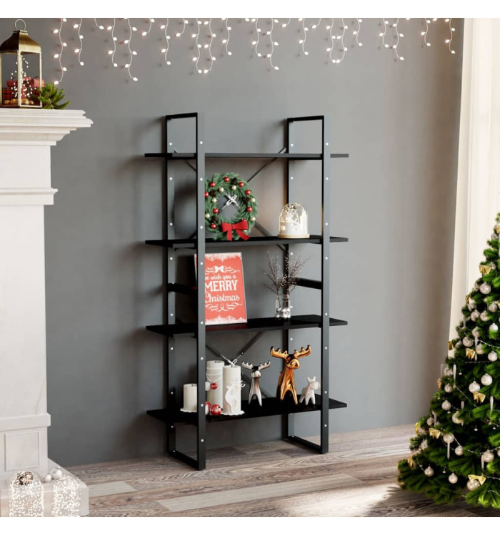 Bibliothèque à 4 niveaux noir 80x30x140 cm bois d'ingénierie | Mobilier & Déco