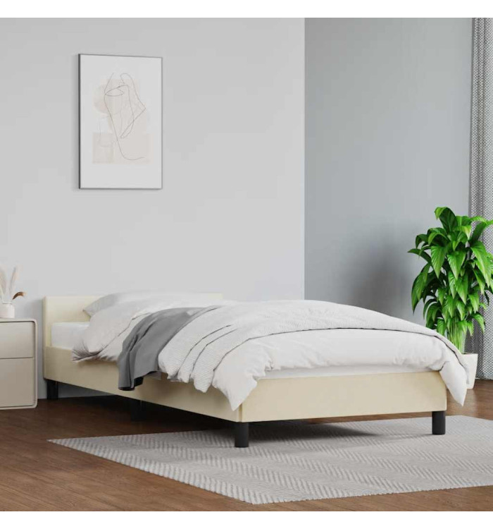 Cadre de lit avec tête de lit sans matelas crème 80x200 cm | Mobilier & Déco