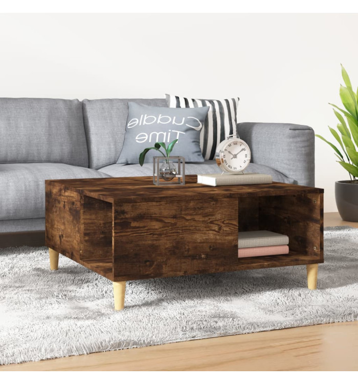 Table basse chêne fumé 80x80x36,5 cm bois d'ingénierie | Mobilier & Déco