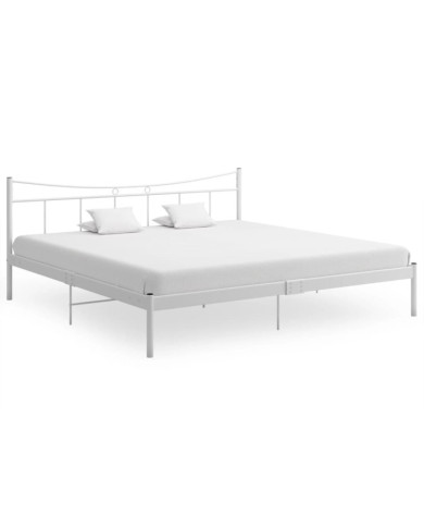 Cadre de lit sans matelas blanc métal 200x200 cm | Mobilier & Déco