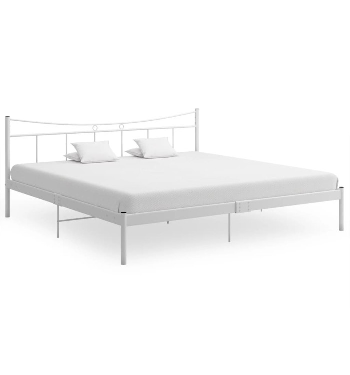 Cadre de lit sans matelas blanc métal 200x200 cm | Mobilier & Déco