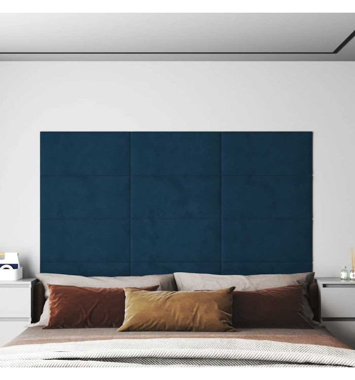 Panneaux muraux 12 pcs Bleu 60x30 cm Velours 2,16 m² | Mobilier & Déco