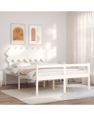 Lit pour personne âgée sans matelas blanc bois massif | Mobilier & Déco