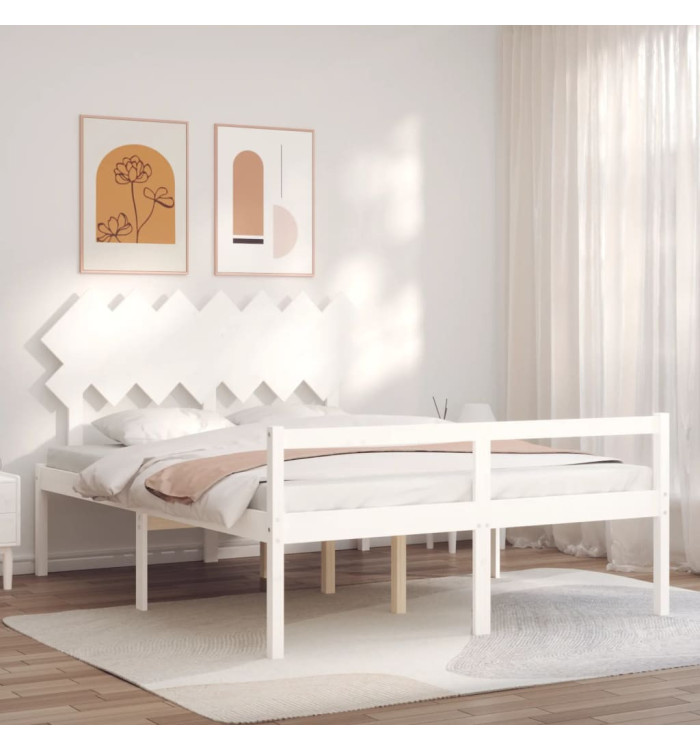 Lit pour personne âgée sans matelas blanc bois massif | Mobilier & Déco