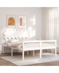 Lit pour personne âgée sans matelas blanc bois massif | Mobilier & Déco