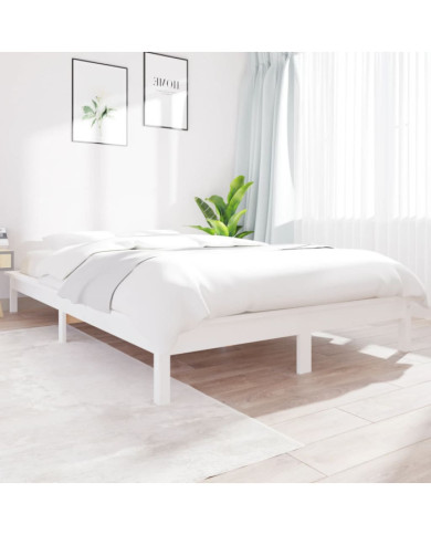 Cadre de lit sans matelas blanc bois massif | Mobilier & Déco