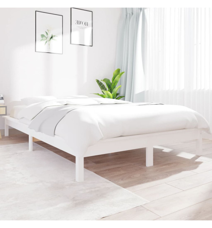 Cadre de lit sans matelas blanc bois massif | Mobilier & Déco