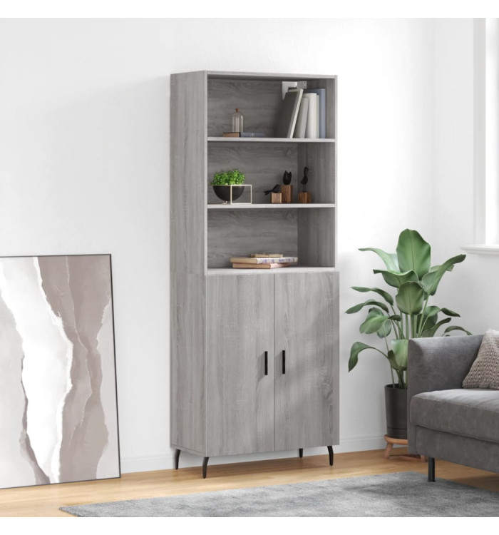 Buffet haut Sonoma gris 69,5x34x180 cm Bois d'ingénierie | Mobilier & Déco